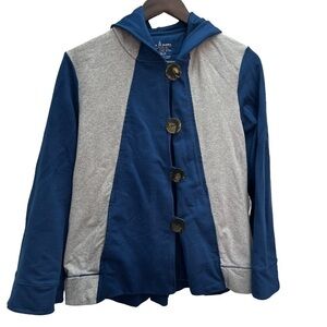 NEON Buddha💙Cotton Hooded Jacket Large Buttons Size M